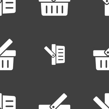 Shopping Cart sign icon. Online buying button. Seamless pattern on a gray background. illustration