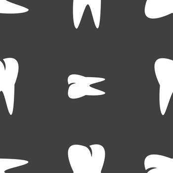 tooth icon. Seamless pattern on a gray background. illustration