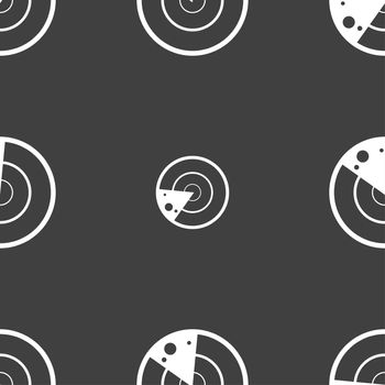 radar icon sign. Seamless pattern on a gray background. illustration