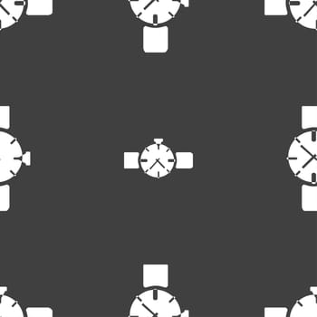 watches icon symbol . Seamless pattern on a gray background. illustration