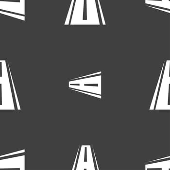 Road icon sign. Seamless pattern on a gray background. illustration