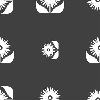 Bouquet of flowers with petals icon sign. Seamless pattern on a gray background. illustration