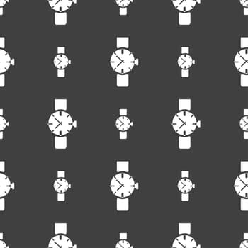 watches icon symbol . Seamless pattern on a gray background. illustration