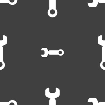 Wrench key sign icon. Service tool symbol. Seamless pattern on a gray background. illustration