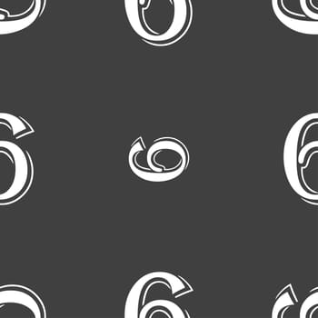 number six icon sign. Seamless pattern on a gray background. illustration