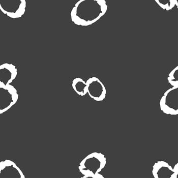 number Eight icon sign. Seamless pattern on a gray background. illustration