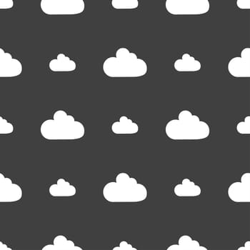 Cloud sign icon. Data storage symbol. Seamless pattern on a gray background. illustration