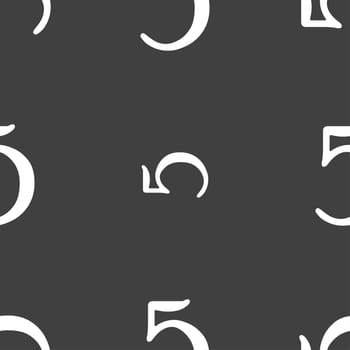 number five icon sign. Seamless pattern on a gray background. illustration