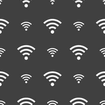 Wifi sign. Wi-fi symbol. Wireless Network icon zone. Seamless pattern on a gray background. illustration