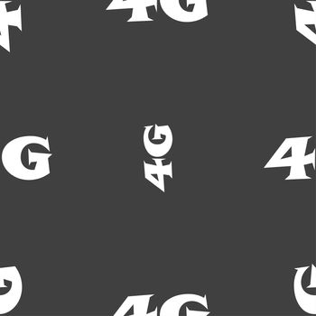 4G sign icon. Mobile telecommunications technology symbol. Seamless pattern on a gray background. illustration