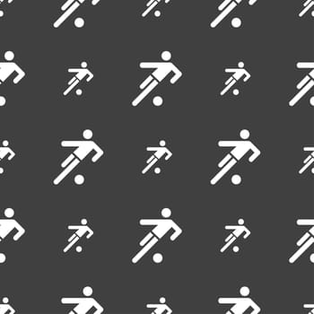 football player icon. Seamless pattern on a gray background. illustration