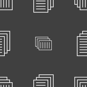 Copy file sign icon. Duplicate document symbol. Seamless pattern on a gray background. illustration