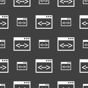 Code sign icon. Programmer symbol. Seamless pattern on a gray background. illustration