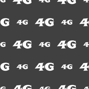 4G sign icon. Mobile telecommunications technology symbol. Seamless pattern on a gray background. illustration