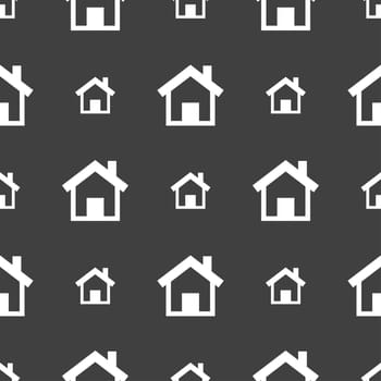 Home sign icon. Main page button. Navigation symbol. Seamless pattern on a gray background. illustration