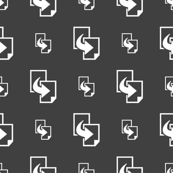 Copy file sign icon. Duplicate document symbol. Seamless pattern on a gray background. illustration