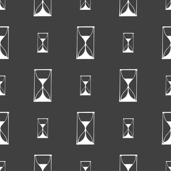 Hourglass sign icon. Sand timer symbol. Seamless pattern on a gray background. illustration