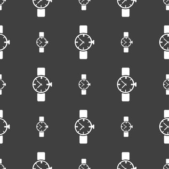 watches icon symbol . Seamless pattern on a gray background. illustration