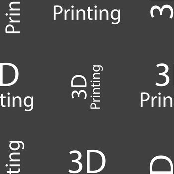 3D Print sign icon. 3d-Printing symbol. Seamless pattern on a gray background. illustration
