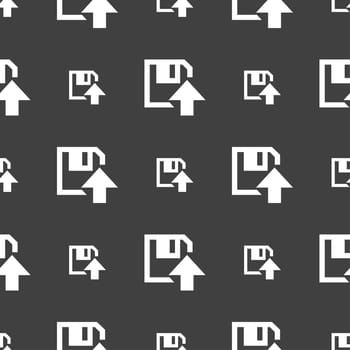 floppy icon. Flat modern design. Seamless pattern on a gray background. illustration