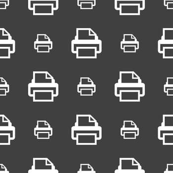 Print sign icon. Printing symbol. Seamless pattern on a gray background. illustration