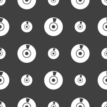 CD or DVD icon sign. Seamless pattern on a gray background. illustration