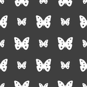 Butterfly sign icon. insect symbol. Seamless pattern on a gray background. illustration