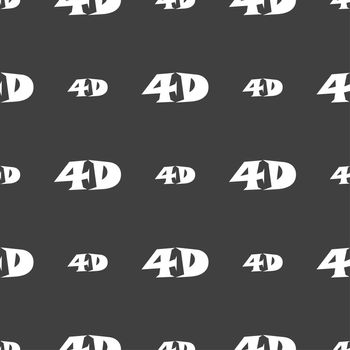 4D sign icon. 4D New technology symbol. Seamless pattern on a gray background. illustration