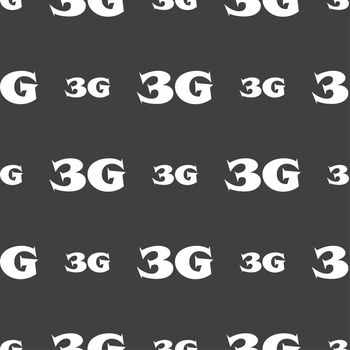 3G sign icon. Mobile telecommunications technology symbol. Seamless pattern on a gray background. illustration