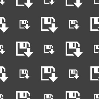 floppy icon. Flat modern design. Seamless pattern on a gray background. illustration