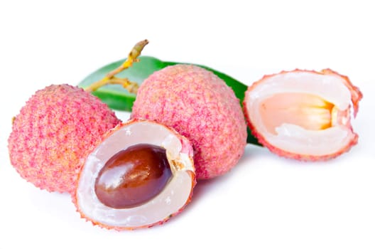 Lychee. Fresh lychees isolated on white background