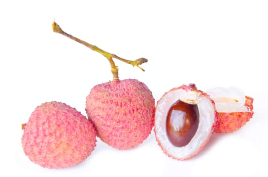 Lychee. Fresh lychees isolated on white background