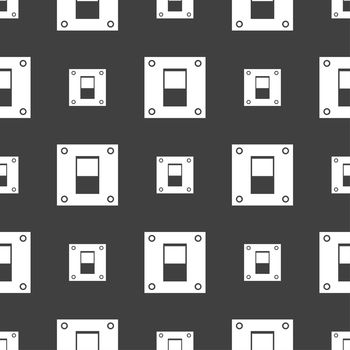 Power switch icon sign. Seamless pattern on a gray background. illustration