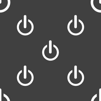 Power sign icon. Switch on symbol. Seamless pattern on a gray background. illustration