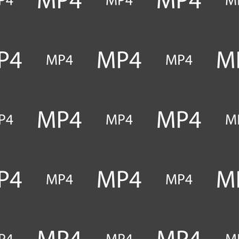 Mpeg4 video format sign icon. symbol. Seamless pattern on a gray background. illustration