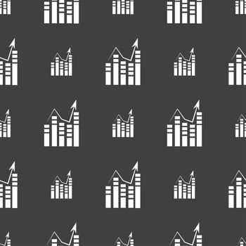 Graph icon sign. Seamless pattern on a gray background. illustration