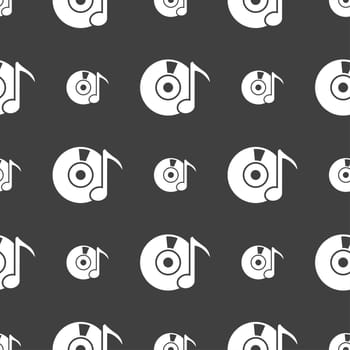 CD or DVD icon sign. Seamless pattern on a gray background. illustration