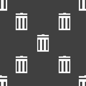 Recycle bin sign icon. Symbol. Seamless pattern on a gray background. illustration