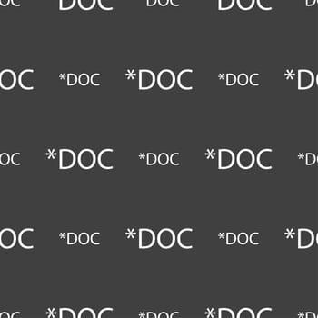 File document icon. Download doc button. Doc file extension symbol. Seamless pattern on a gray background. illustration