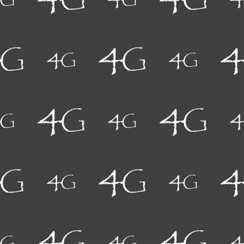 4G sign icon. Mobile telecommunications technology symbol. Seamless pattern on a gray background. illustration