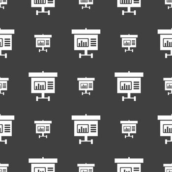 Graph icon sign. Seamless pattern on a gray background. illustration