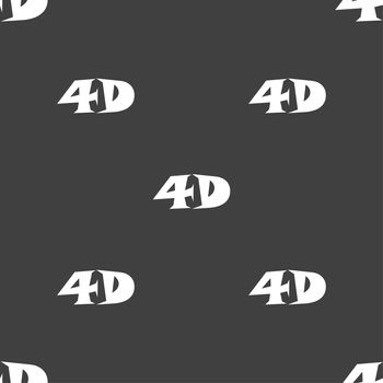 4D sign icon. 4D New technology symbol. Seamless pattern on a gray background. illustration