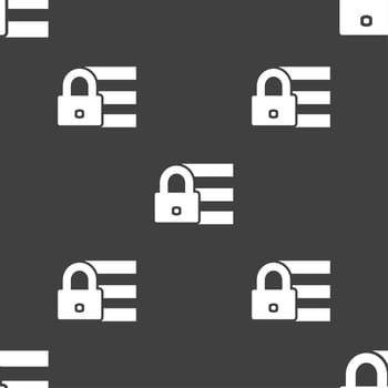 Lock, login icon sign. Seamless pattern on a gray background. illustration