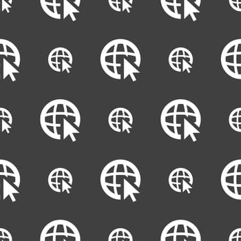 number six icon sign. Seamless pattern on a gray background. illustration