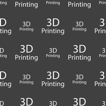 3D Print sign icon. 3d-Printing symbol. Seamless pattern on a gray background. illustration