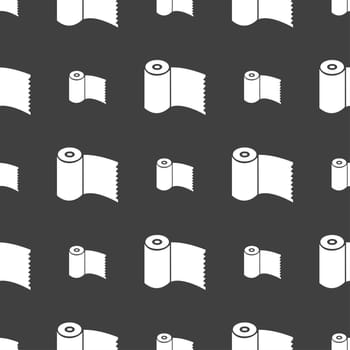 Toilet paper, WC roll icon sign. Seamless pattern on a gray background. illustration