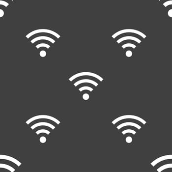 Wifi sign. Wi-fi symbol. Wireless Network icon zone. Seamless pattern on a gray background. illustration