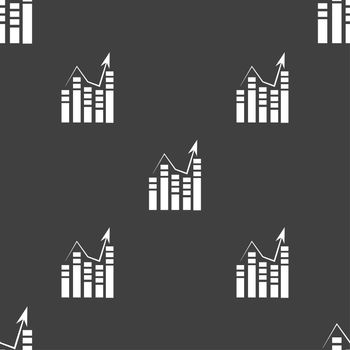 Graph icon sign. Seamless pattern on a gray background. illustration