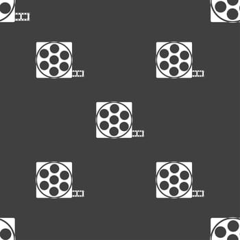 Video sign icon. frame symbol. Seamless pattern on a gray background. illustration