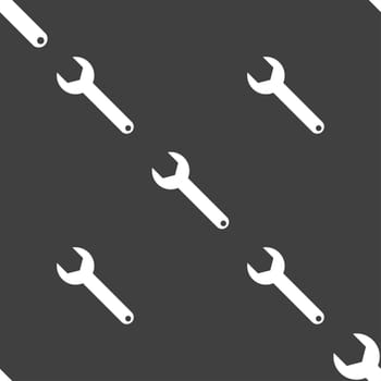 Wrench key sign icon. Service tool symbol. Seamless pattern on a gray background. illustration